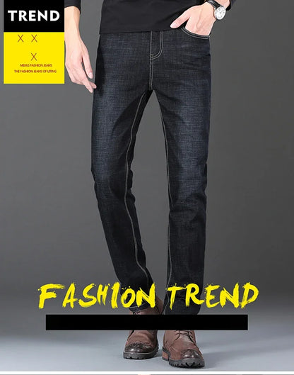 Men's Stretch Jeans - Slim Straight Fit Black & Blue Trousers