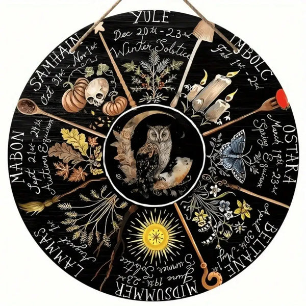 Wheel Of The Year Calendar Unique Wicca Wall Art Featuring Moon