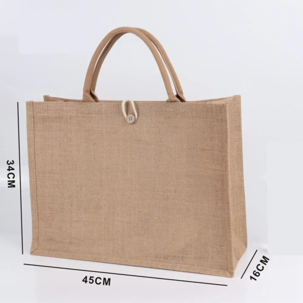 Vintage Burlap Tote Bag - Women's Jute Beach Shopping Handbag