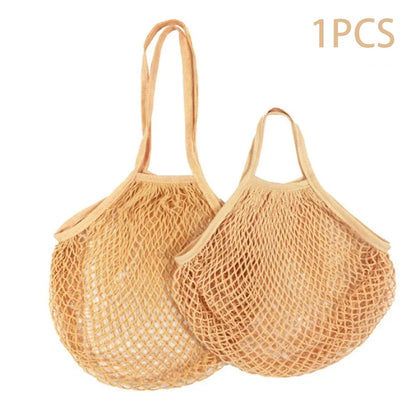 Portable Reusable Grocery Bags - Cotton Mesh String Shopping Tote