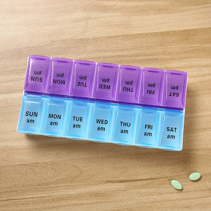 7-Day Travel Pill Organizer with 14 Grids - Compact & Portable