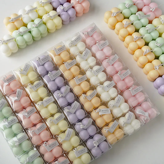 Square Ball-Shaped Scented Candle - Handcrafted & Colorful Birthday Gift