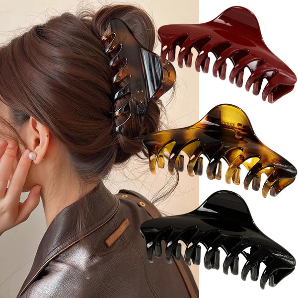 New Retro Korean Acetate Hair Claw Large Crab Hair Clips Shark Clip