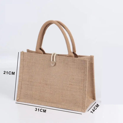 Vintage Burlap Tote Bag - Women's Jute Beach Shopping Handbag