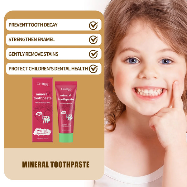 Kids Anti Cavity Toothpaste With Hydroxyapatite Strawberry Flavor