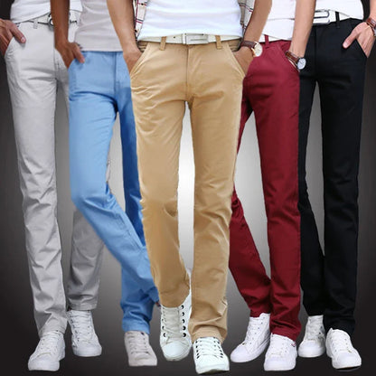 New Spring Casual Pants - Men's Straight Fit Stretch Chino Trousers