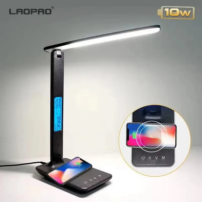 LAOPAO 10W Wireless Charging LED Desk Lamp - Dimmable with Night Light