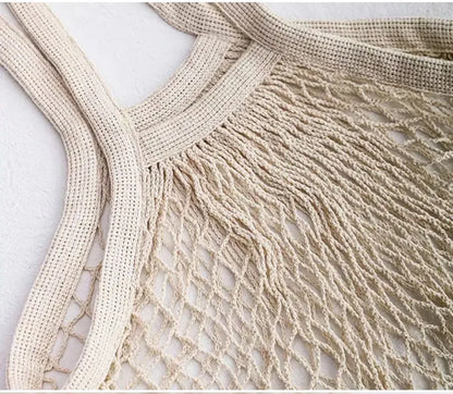Portable Reusable Grocery Bags - Cotton Mesh String Shopping Tote