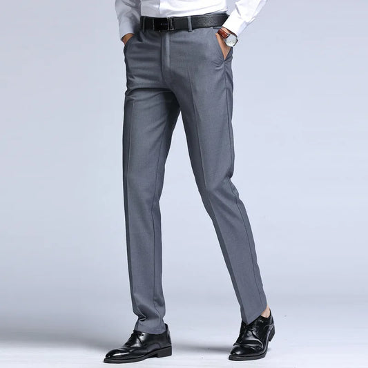 Men's Straight Slim Suit Pants - Formal Trousers