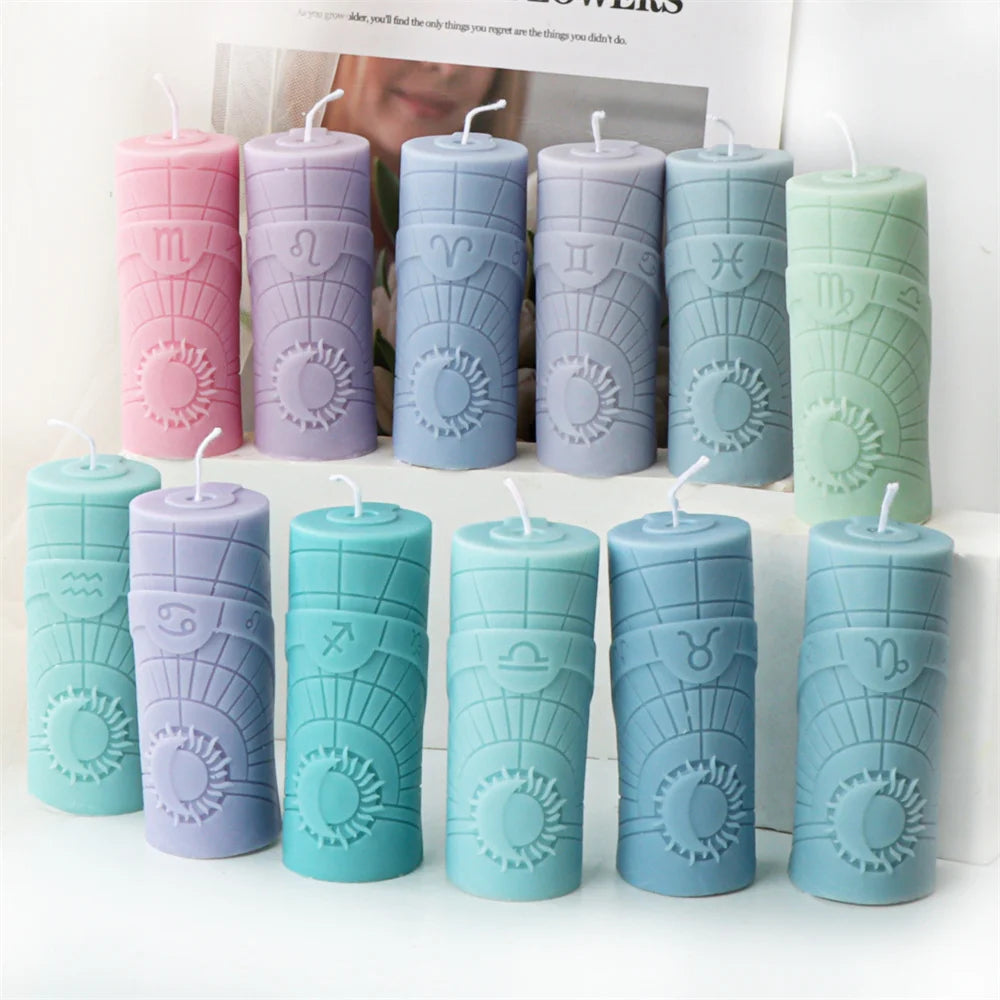 Zodiac Pillar Candle Molds - DIY Constellation Silicone Mold