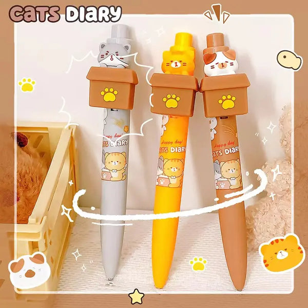 Aesthetic Stationery Items Back To School Writing Pens Cat Gel Pens