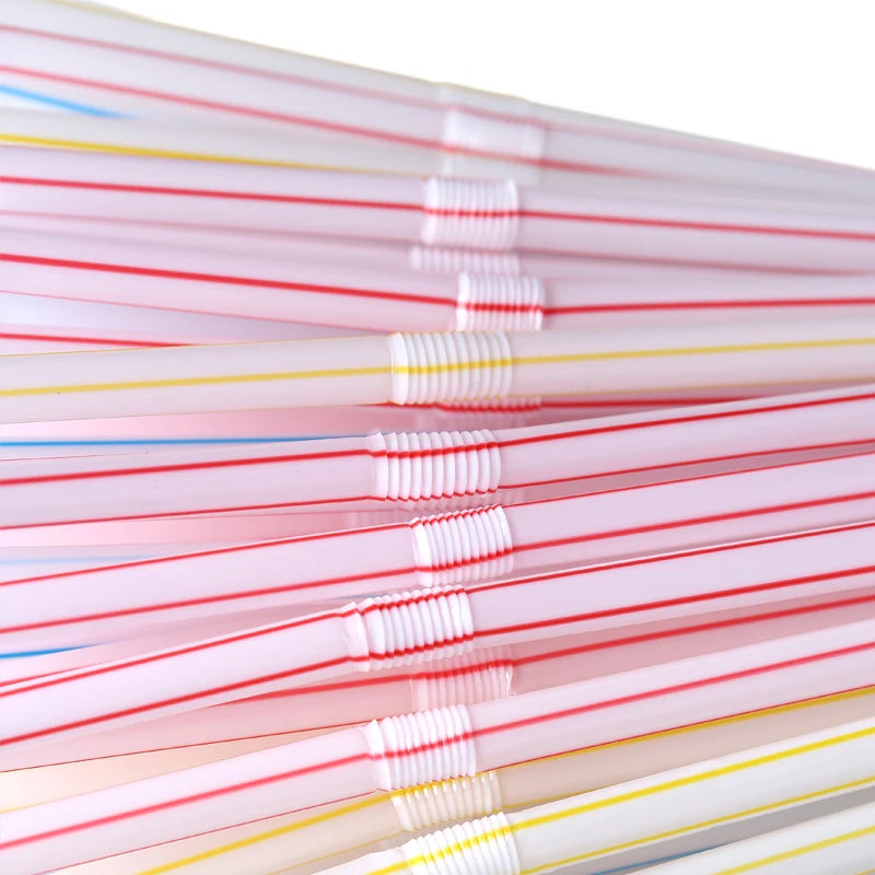 Colorful & Black Drinking Straws – Flexible Party Supplies