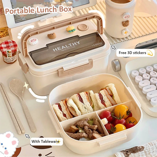 New Kawaii Lunch Box For Girls Portable School Kids Plastic Picnic