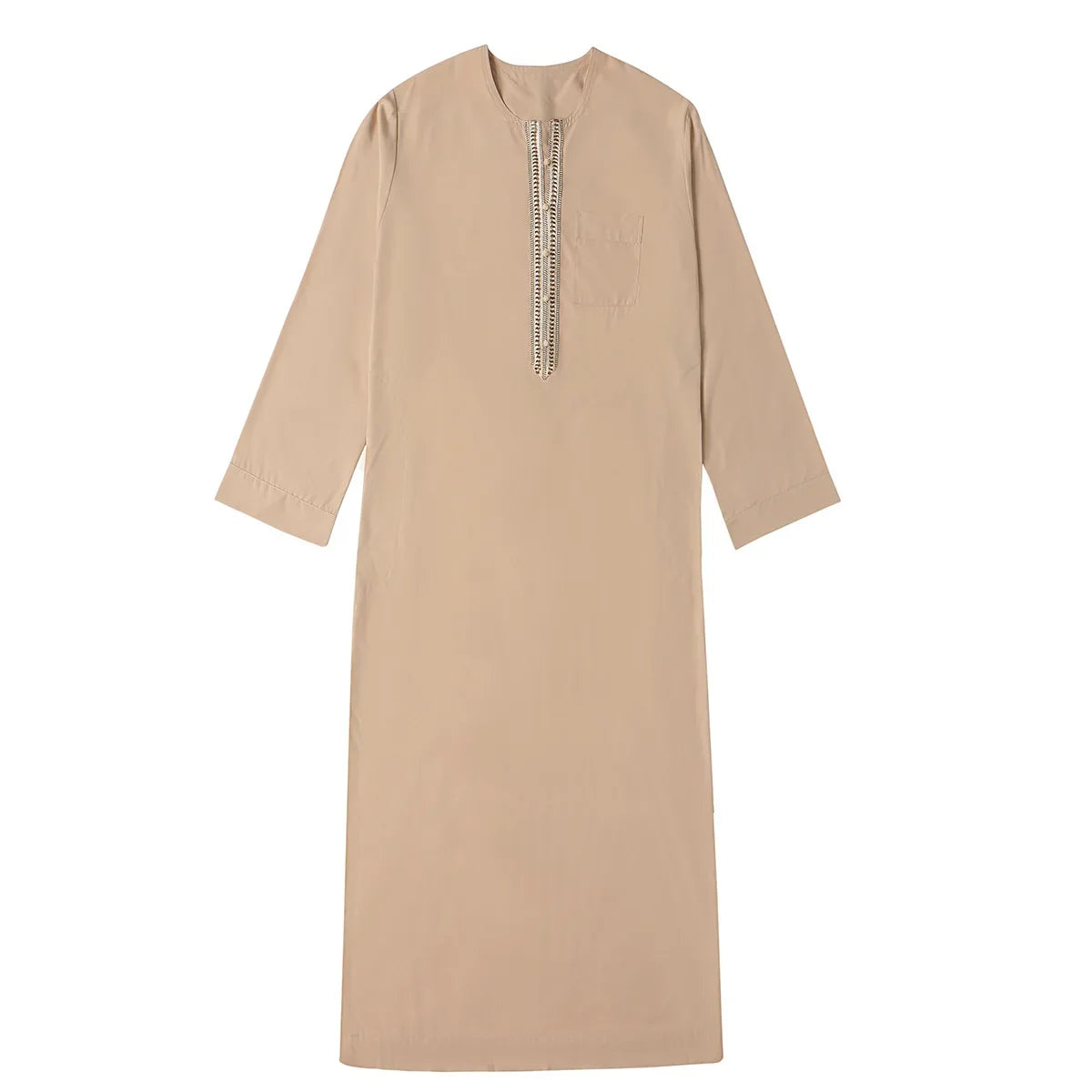 Men's Embroidered Islamic Thobe (Jubba/Dishdasha) | Saudi Arabic Long Sleeve Robe