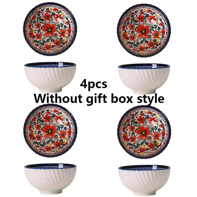 Japanese ramen bowl set (310ml), Cereal & Salad Bowl Serving Set - (2/4/6) PCS, Ceramic Table Wear, Oven Safe