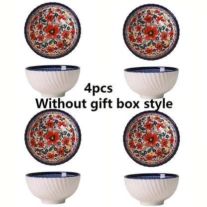 Japanese ramen bowl set (310ml), Cereal & Salad Bowl Serving Set - (2/4/6) PCS, Ceramic Table Wear, Oven Safe