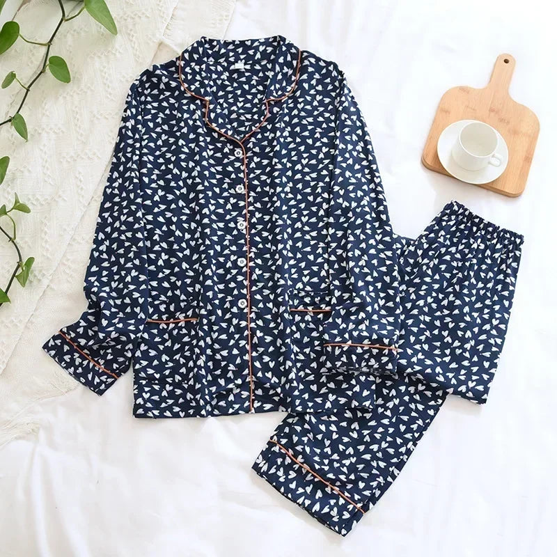 Viscose Long-Sleeved Trousers Ladies Pajamas Suit