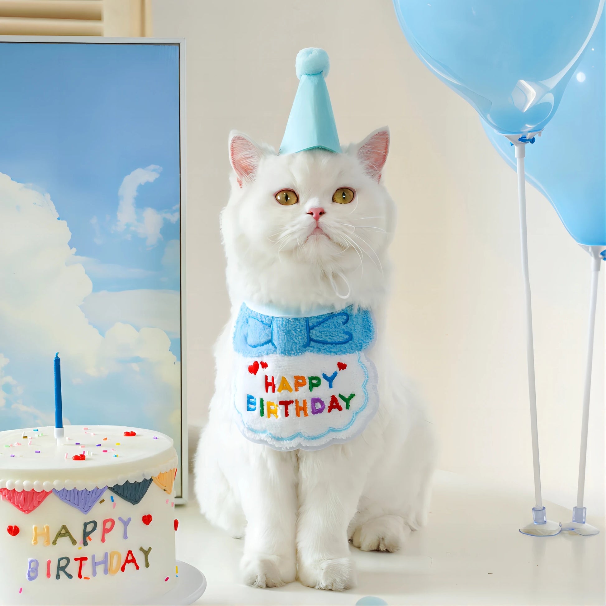 Cute Puppy Birthday Scarf & Hat Set – Perfect for Small Medium Pets