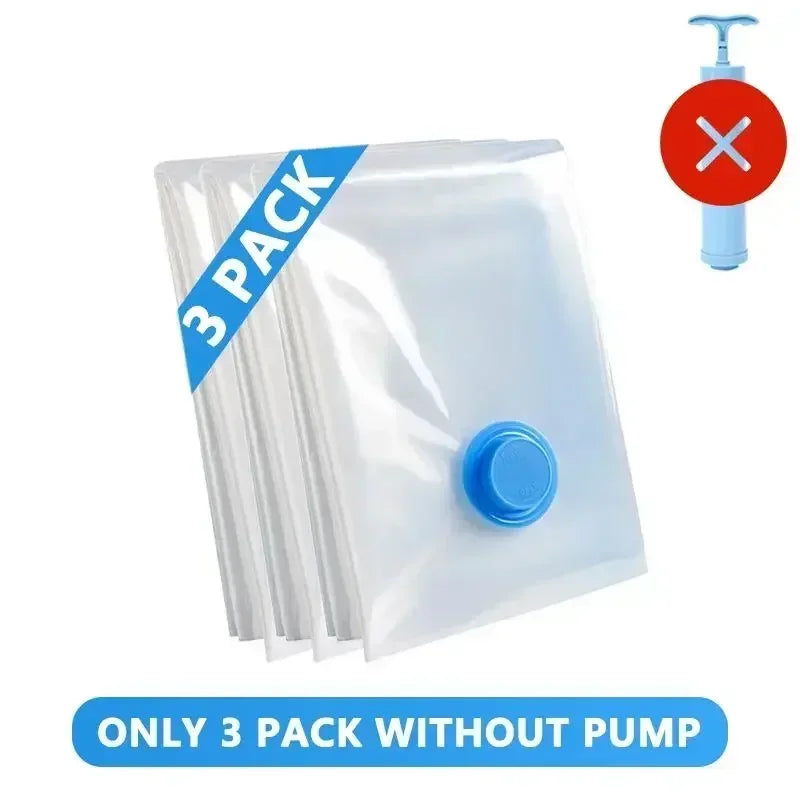 8PCS Vacuum Storage Bags - Space Saver Travel Storage with Hand-Pump