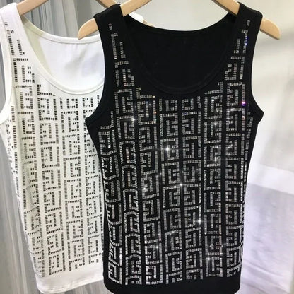 Diamonds Oversized Camisole - Ladies O-Neck Sleeveless Top