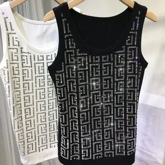 Diamonds Oversized Camisole - Ladies O-Neck Sleeveless Top