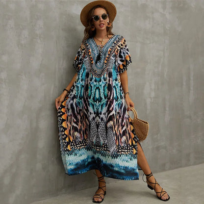 Women's Plus Size Kaftan Dress: Maxi Caftan Beach Cover Up & Summer Loungewear