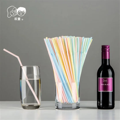 Colorful & Black Drinking Straws – Flexible Party Supplies