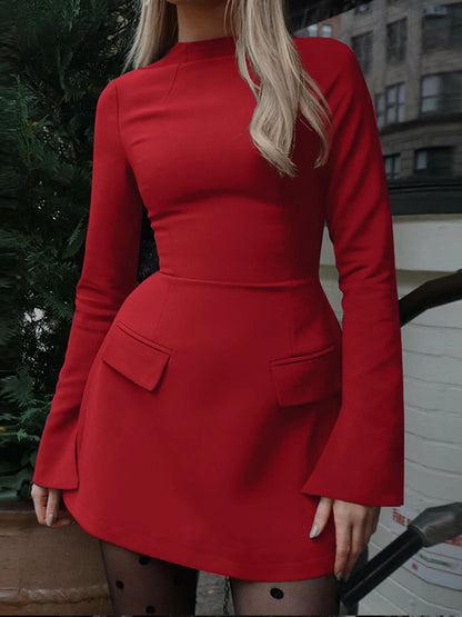 Dulzura Long Sleeve Zipper Bodycon Mini Dress - Elegant Office