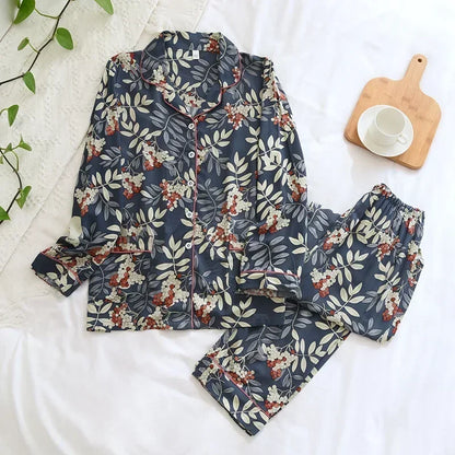 Viscose Long-Sleeved Trousers Ladies Pajamas Suit