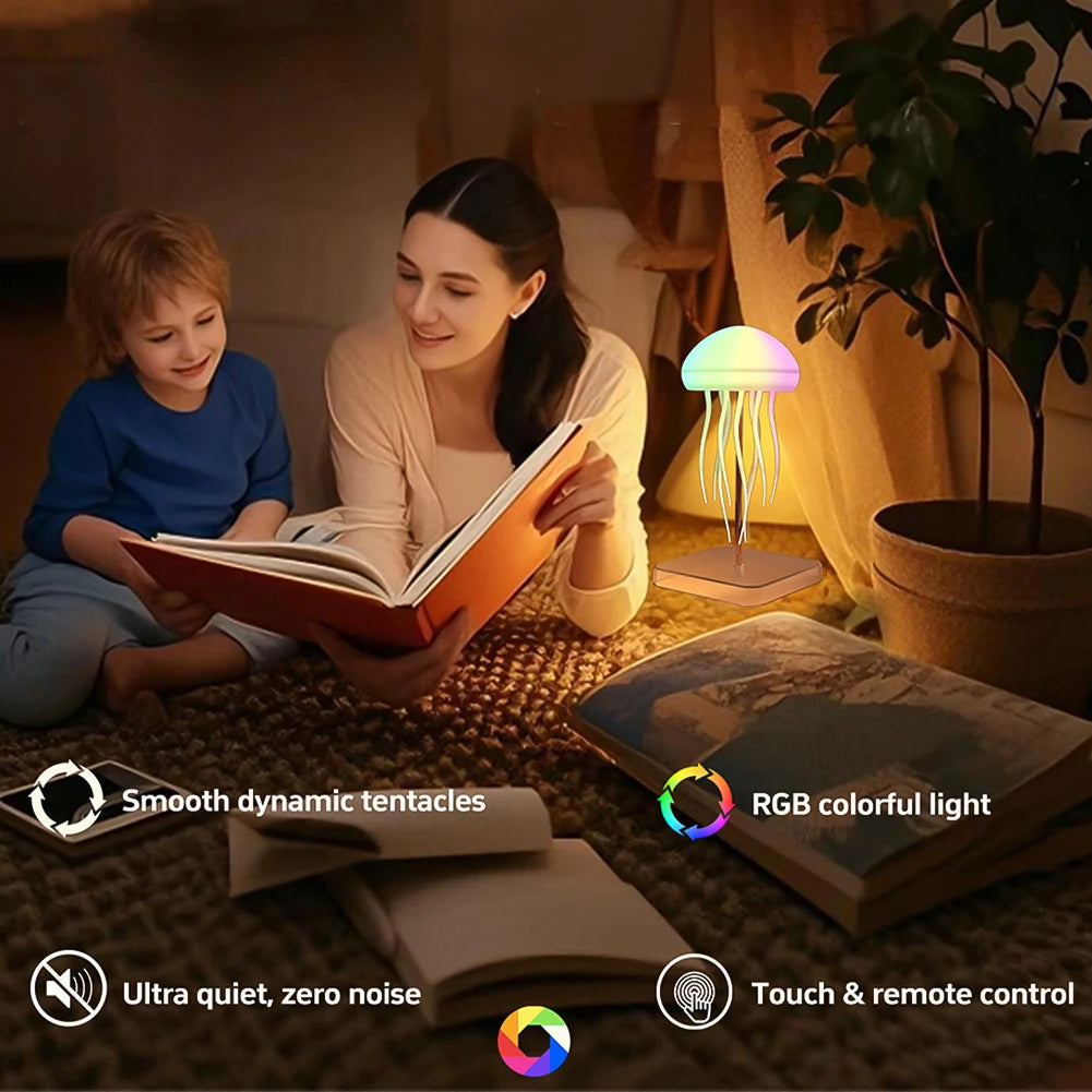 Cartoon Jellyfish Night Light - RGB Gradient LED Lamp with Voice Control