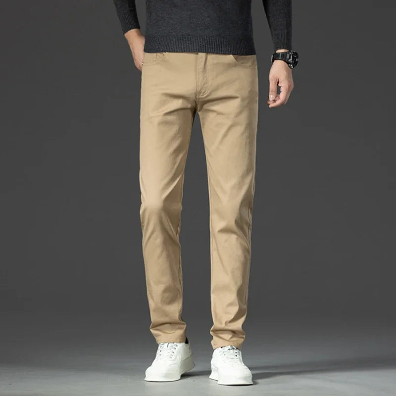 New Spring Casual Pants - Men's Straight Fit Stretch Chino Trousers