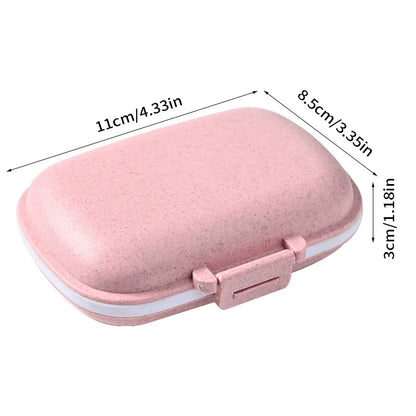 Travel Pill Box with 8 Grids - Wheat Straw Medicine Container