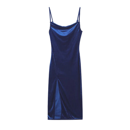 Women's Spring Summer Sexy Slim Slit Halter Dress