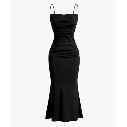 Women's Mermaid Hem Maxi Dress - Slim Fit Spaghetti Strap Party Dress