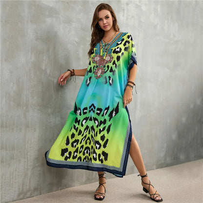 Women's Plus Size Kaftan Dress: Maxi Caftan Beach Cover Up & Summer Loungewear
