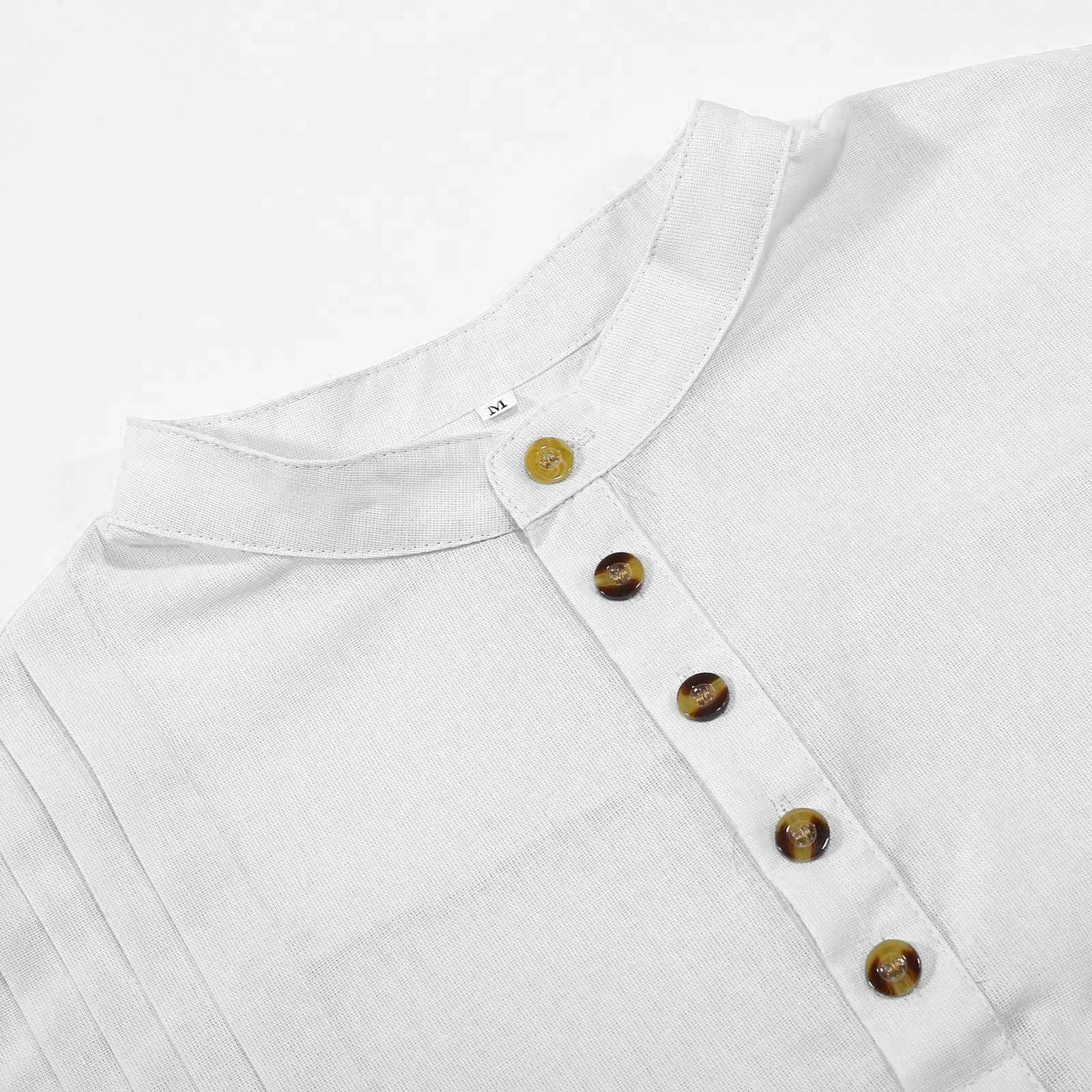 Men's Islamic Cotton Linen Shirt - Stand Collar Kurta Robe