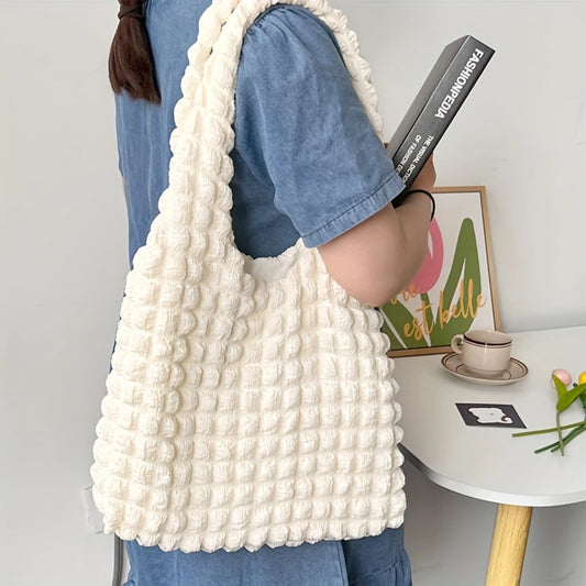 Ruched Tote Bag - Simple Cloud Shoulder Fashion Bag for Women