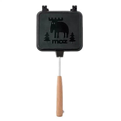 Portable Double-Sided Grilled Cheese Maker with Wooden Handle