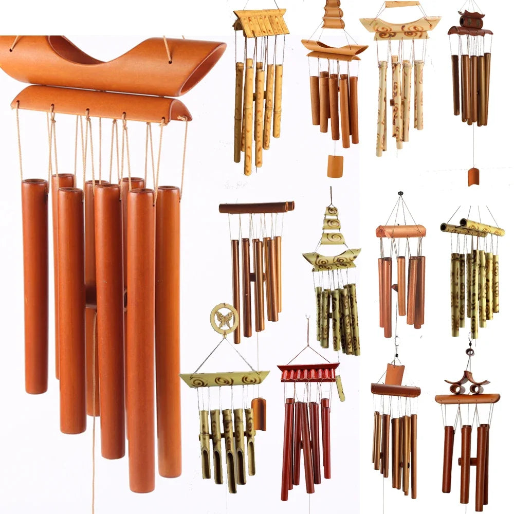 Handmade Tubes Bamboo Bell Natural Wind Chimes Indoors Pendant Balcony Home Hotel Decor Outdoor Yard Garden Windchime Crafts