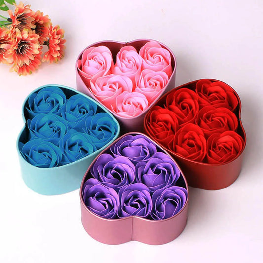 Rose Artificial Flower Heads in Gift Box for Valentine's & Wedding Decor