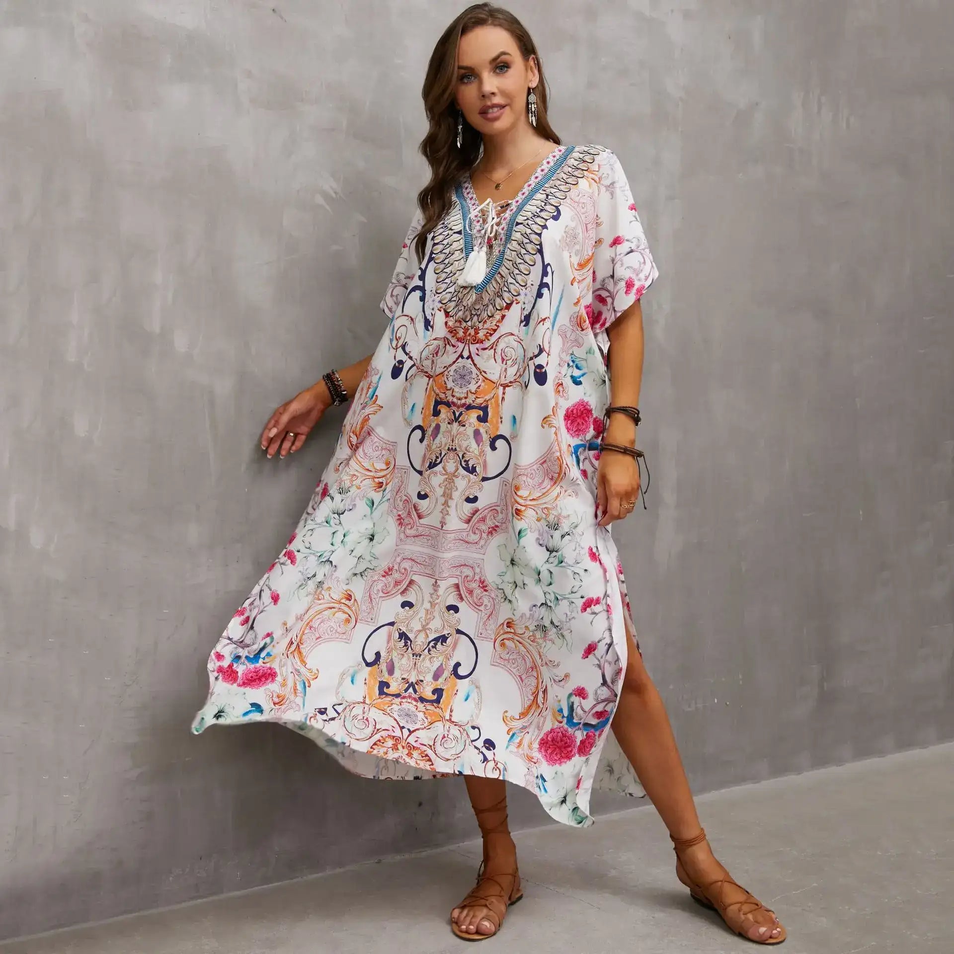 Women's Plus Size Kaftan Dress: Maxi Caftan Beach Cover Up & Summer Loungewear