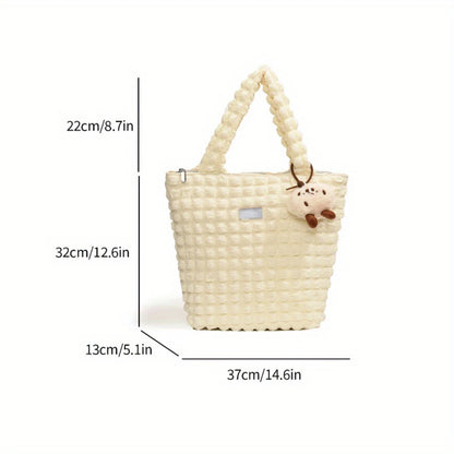 Ruched Tote Bag | Pleated Shoulder Bag | Bubble Handbag - Fashion for Women