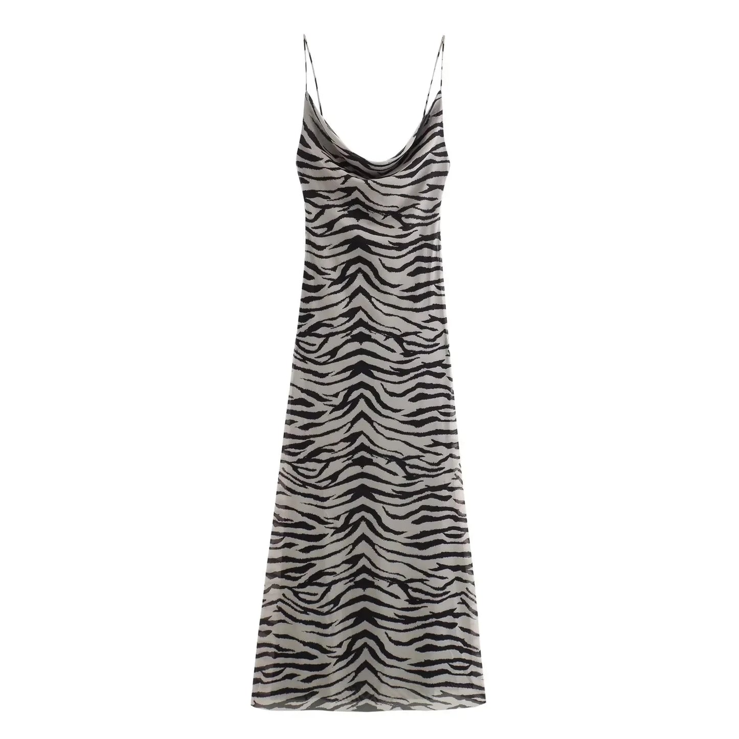 TRAF Leopard Tulle Dress - Zebra Print Sleeveless Midi Dress