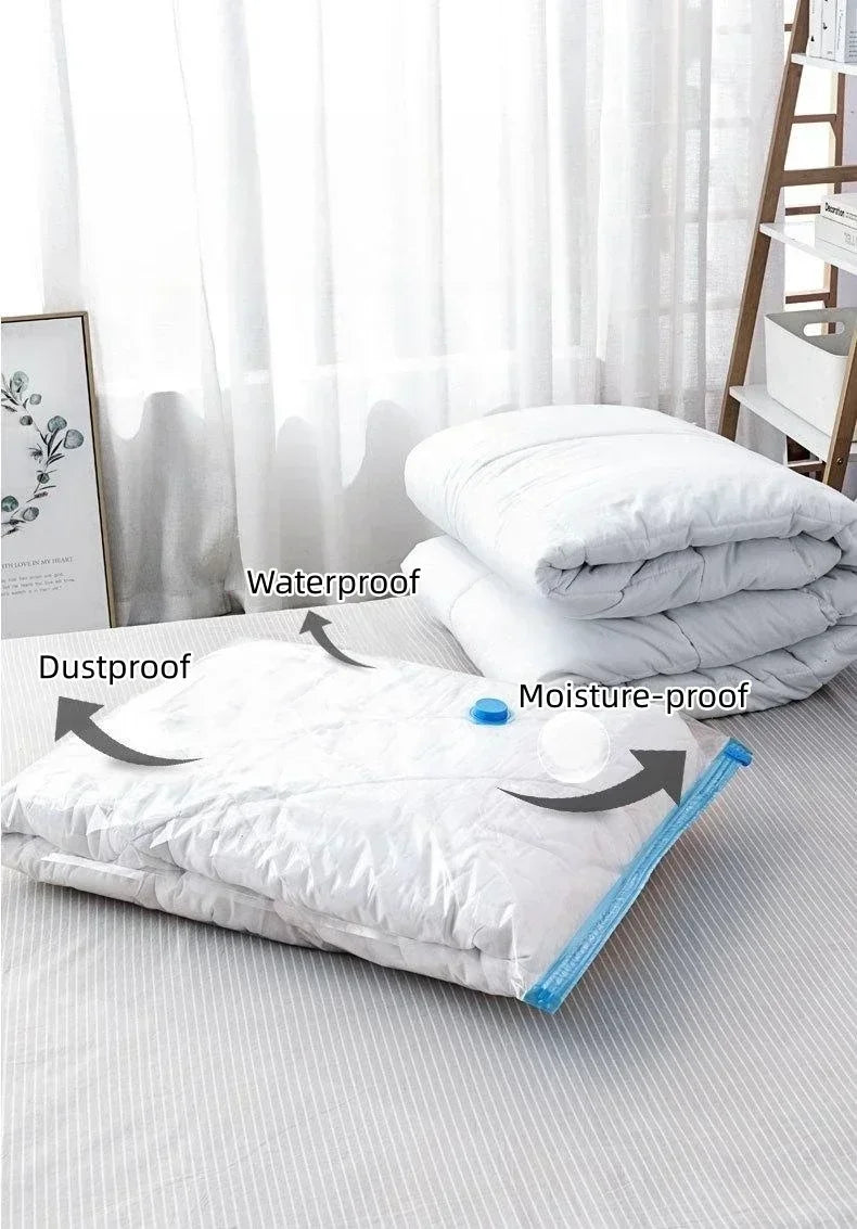 8PCS Vacuum Storage Bags - Space Saver Travel Storage with Hand-Pump
