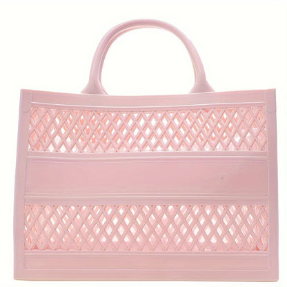 Candy-Colored Basket Bag - Large Capacity Beach Tote