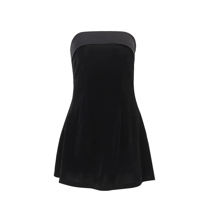 WhereMery Y2K Sleeveless Slash-Neck Mini Dress - Backless A-Line Party Dress