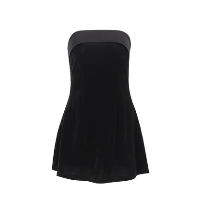 WhereMery Y2K Sleeveless Slash-Neck Mini Dress - Backless A-Line Party Dress