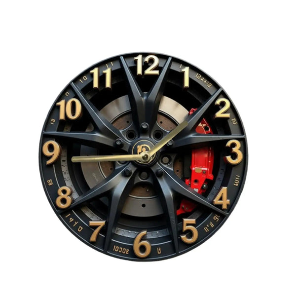 Wall Hanging Clock Car Wheel Theme Arabic Numerals Aesthetic Simple