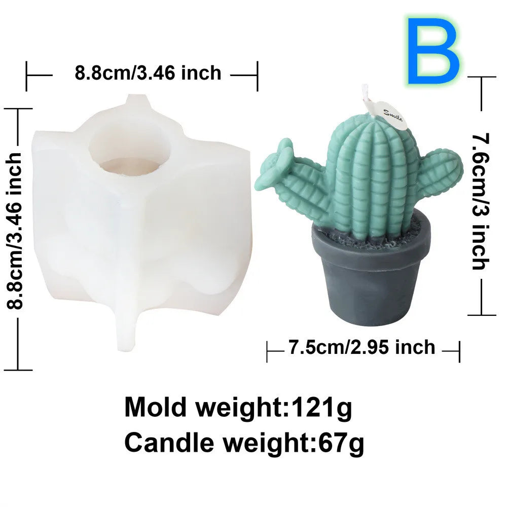 DIY Succulent Cactus Scented Candle Mold - Cute Plant Design