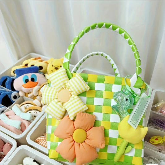 Woven Vegetable Basket Bag - Braided Summer Picnic Handbag